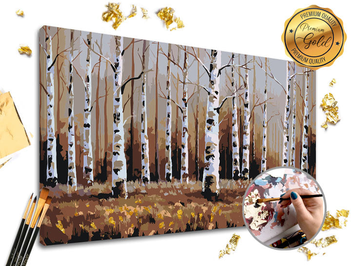 Számfestő készlet PREMIUM GOLD | Nyírfás erdő