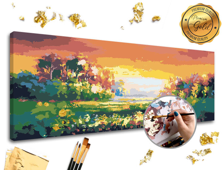 Számfestő készlet PREMIUM GOLD | Színpompás táj