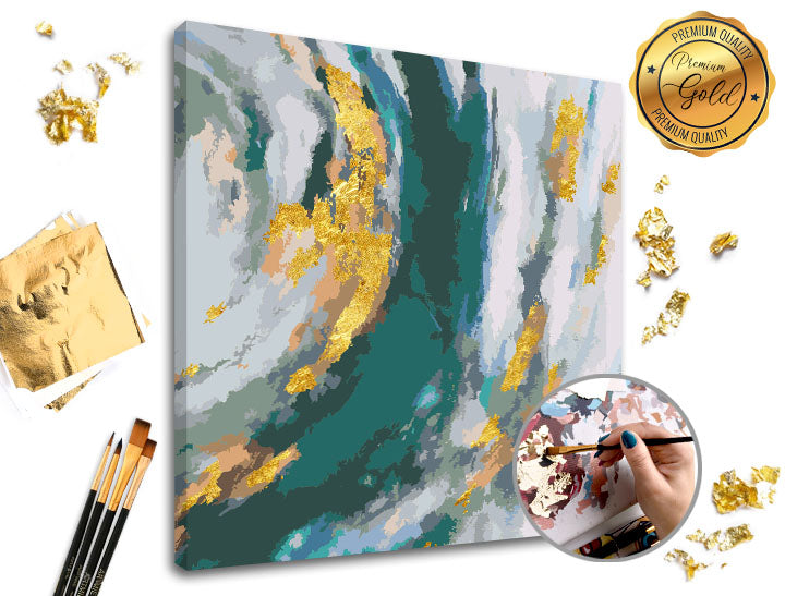 Számfestő készlet PREMIUM GOLD – Türkiz fantázia