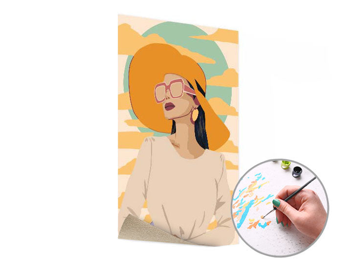 Painting by numbers NŐ A SÁRGA HATOSBAN – keret nélkül