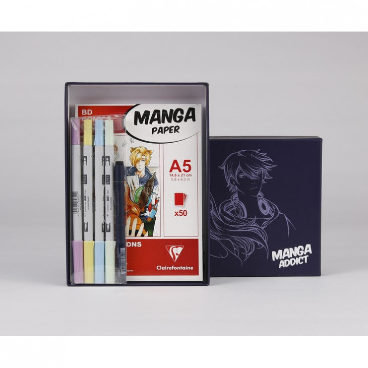 Manga rajzkészlet CLAIREFONTAINE Manga Addict Tombow A5 - 50 lapos