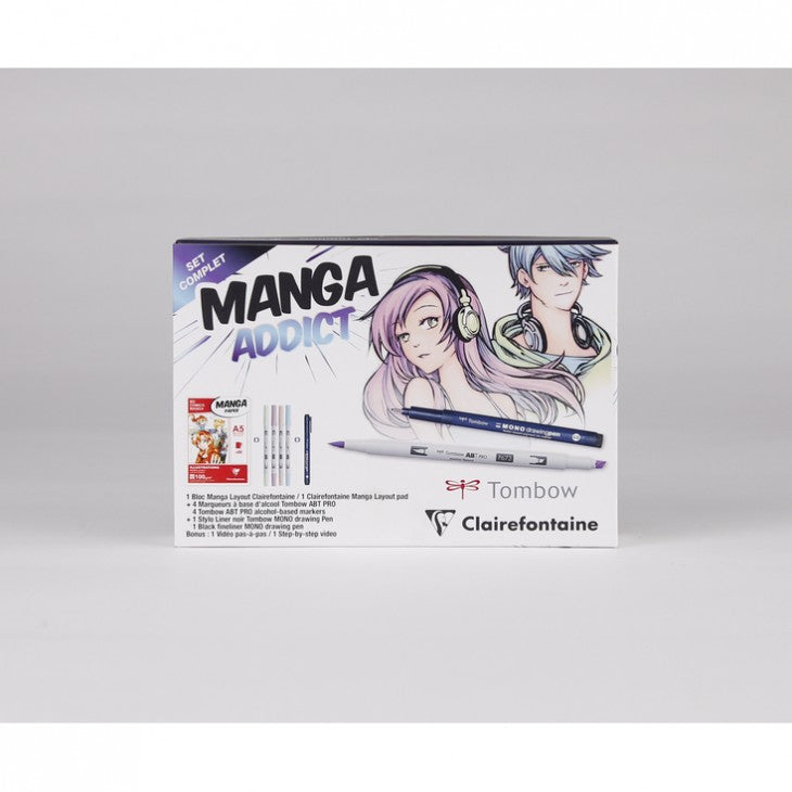 Manga rajzkészlet CLAIREFONTAINE Manga Addict Tombow A5 - 50 lapos