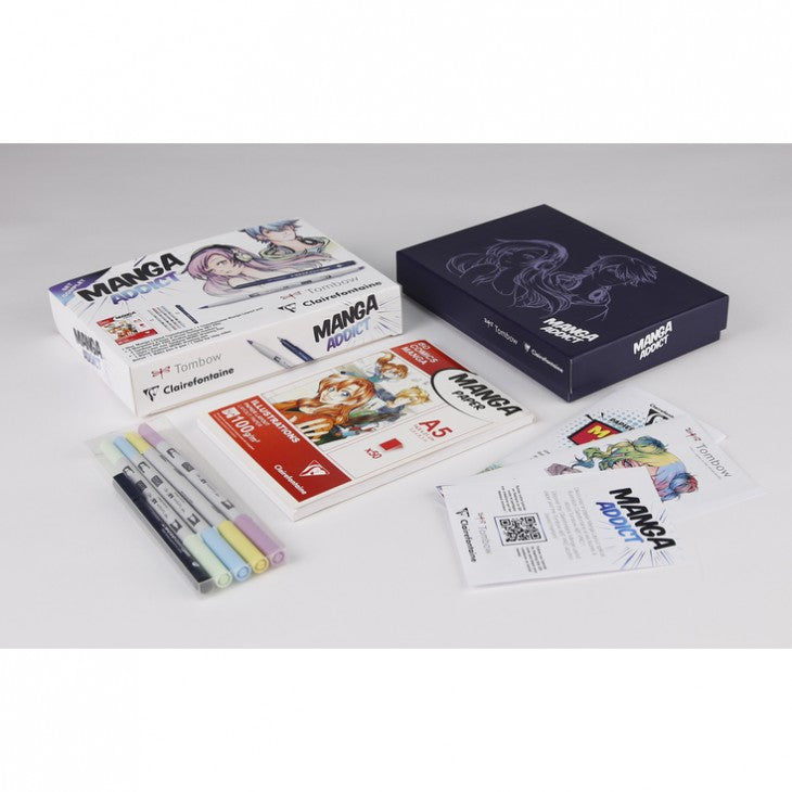 Manga rajzkészlet CLAIREFONTAINE Manga Addict Tombow A5 - 50 lapos