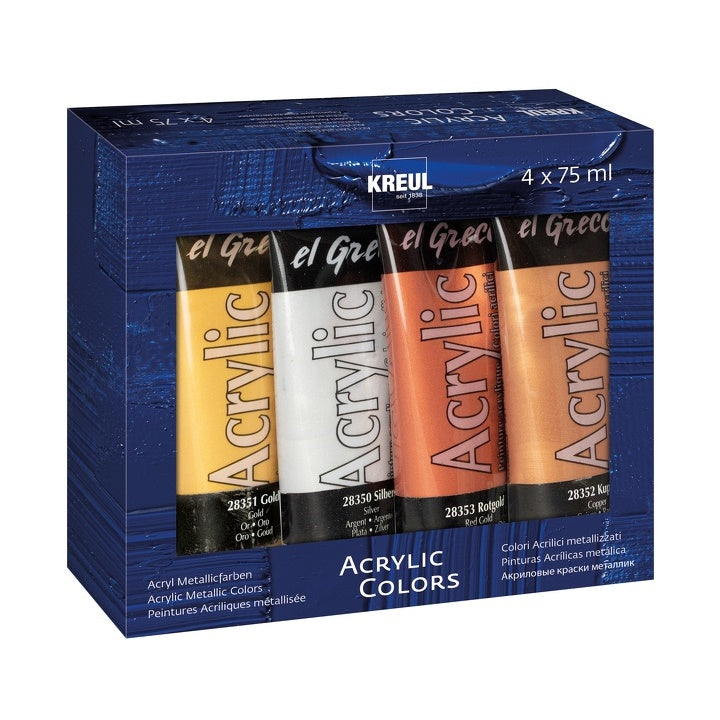 Metallikus akrilfestékek El Greco - Kreul / készlet 4 x 75 ml