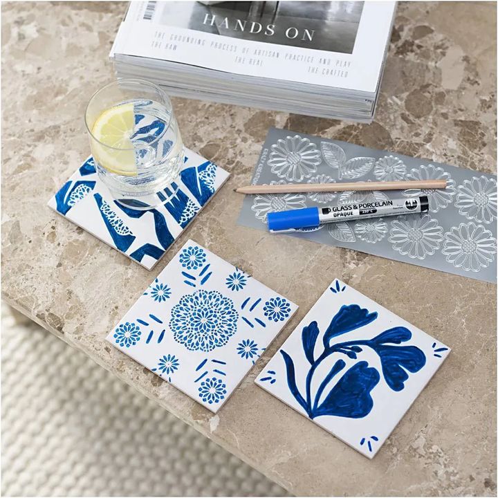 Mini kreatív porcelán festmény készlet - poháralátétek (5)