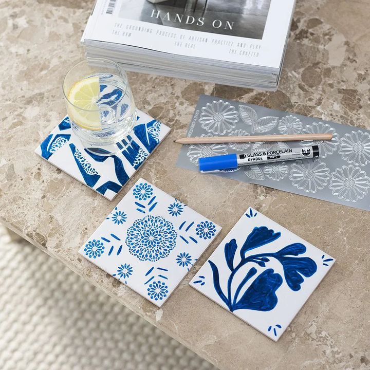 Mini kreatív porcelán festmény készlet - poháralátétek (6)