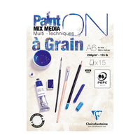 Mix Media tömb CLAIREFONTAINE Paint'On a grain 250 g/m² A6 - 15 lap