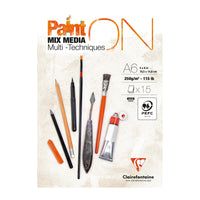 Mixed media tömb CLAIREFONTAINE Paint'On 250 g/m² A6 - 15 lap