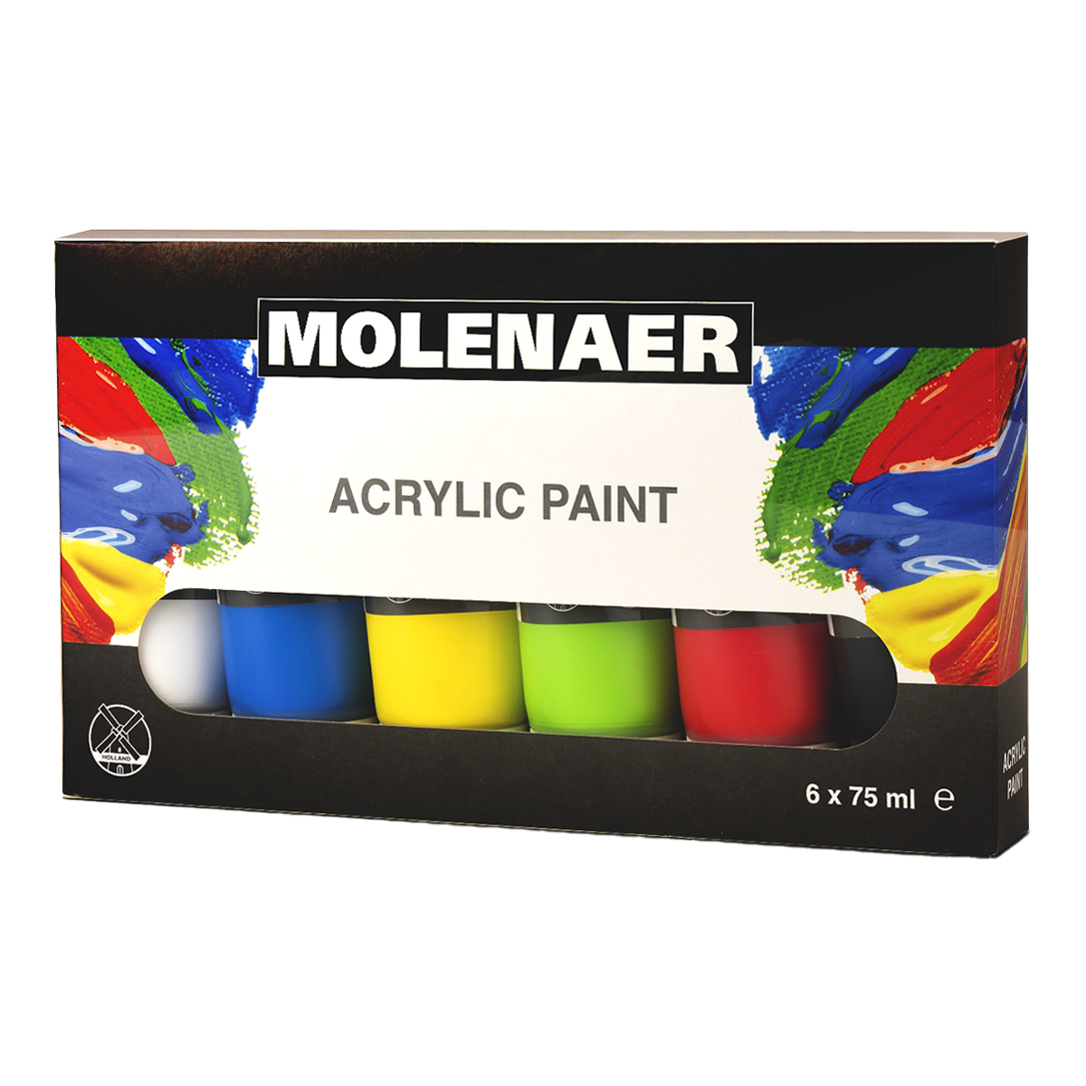 Molenaer akrilfesték készlet 6 x 75 ml - vegyes színek