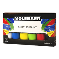 Molenaer akrilfesték készlet 6 x 75 ml - vegyes színek