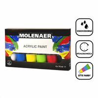 Molenaer akrilfesték készlet 6 x 75 ml - vegyes színek