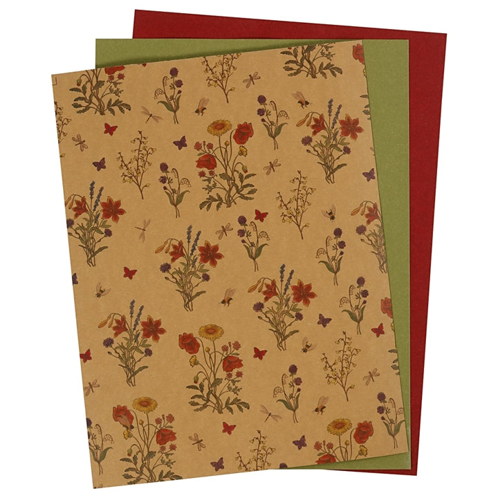 Műbőr papír Flowers - 3 db, 1 csomagolás