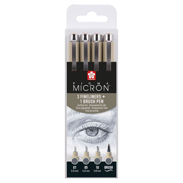 Műszaki tollkészlet Sakura Pigma Micron 3 fineliners a brush pen (1)