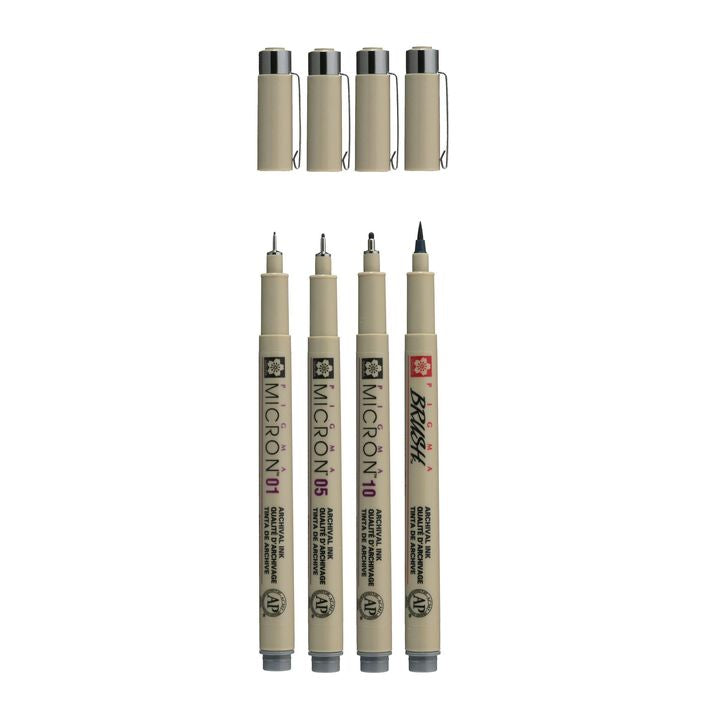 Műszaki tollkészlet Sakura Pigma Micron 3 fineliners a brush pen (2)