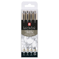 Műszaki tollkészlet Sakura Pigma Micron 3 fineliners a brush pen (1)