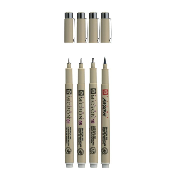 Műszaki tollkészlet Sakura Pigma Micron 3 fineliners a brush pen (2)
