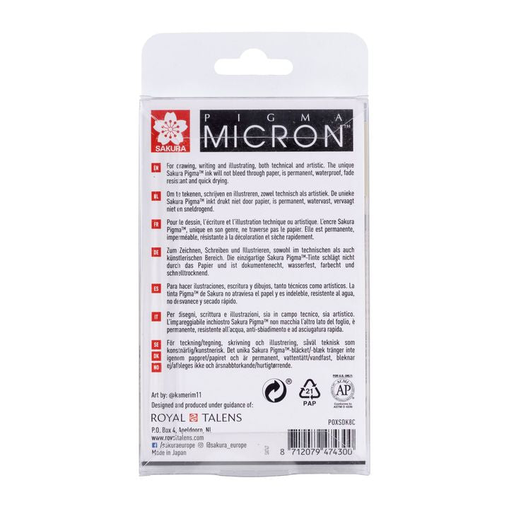 Műszaki tollkészlet Sakura Pigma Micron szürke árnyalatok 8 db (3)