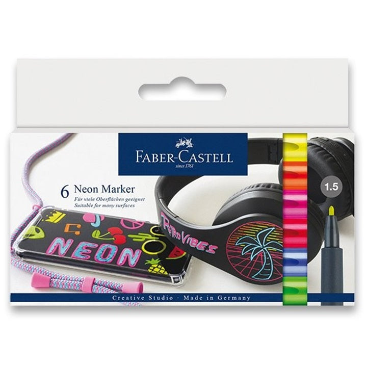 Neon filctollak Faber Castell 6 db