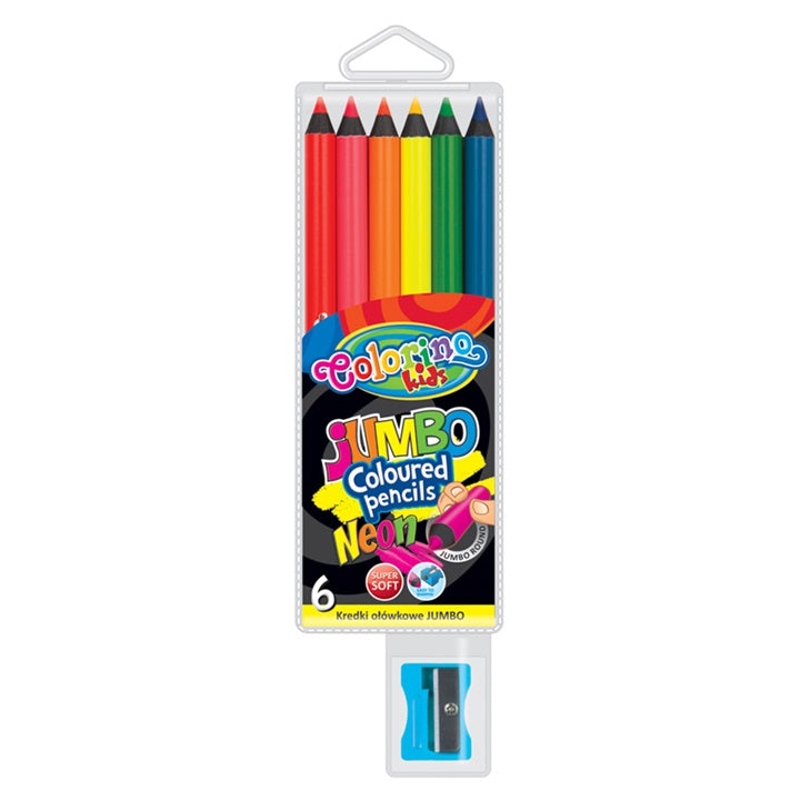Neon JUMBO zsírkréták hegyezővel 6 darabos készletben