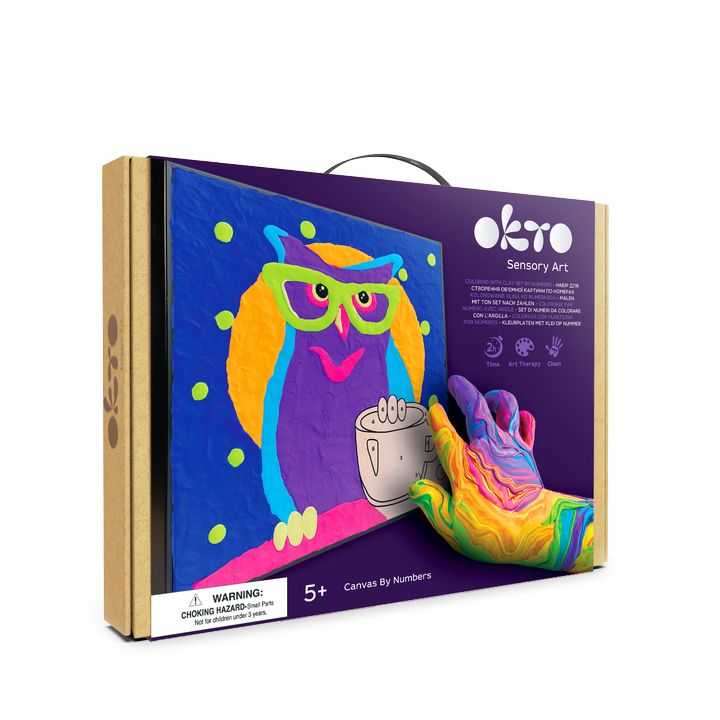 OKTO festmény önkeményedő masszával 30 x 30 cm Bagoly (1)