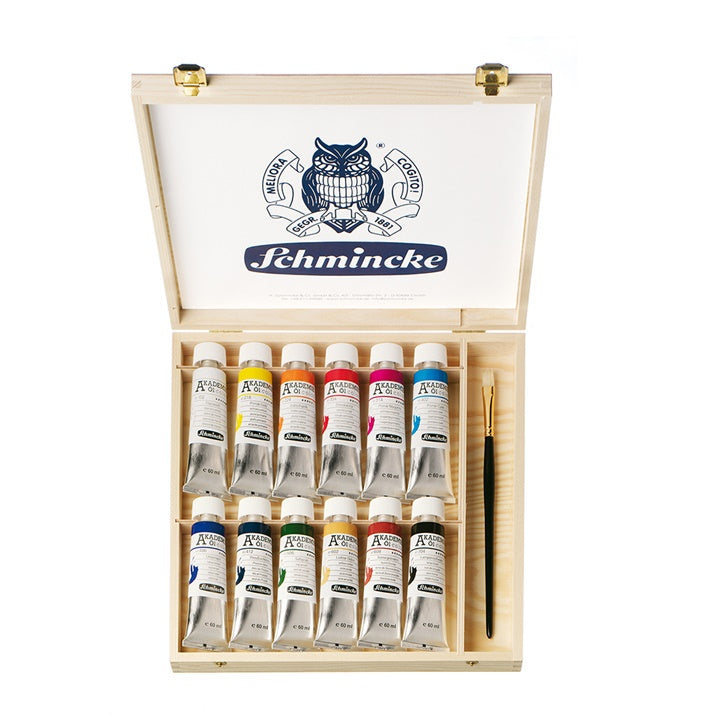 Olajfesték-készlet fadobozban Schmincke AKADEMIE 12 x 60 ml
