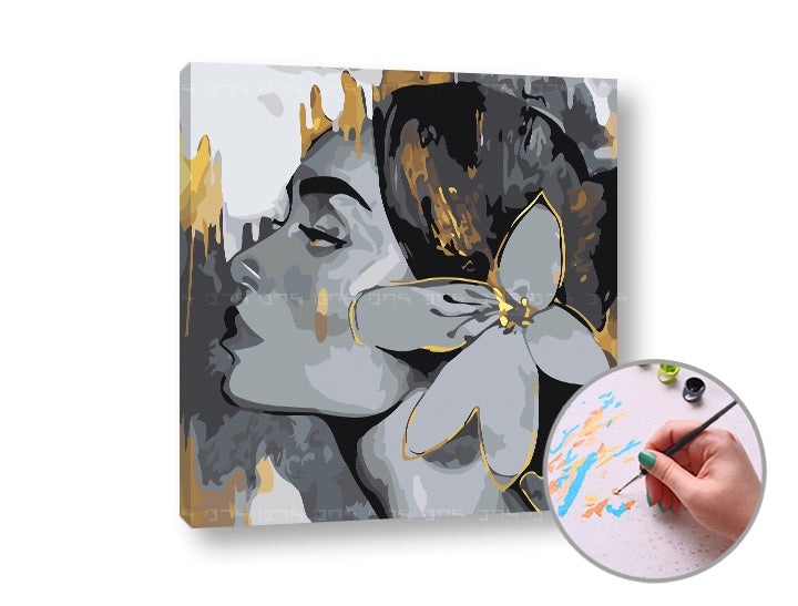 Paint by Numbers - Nő virággal a hajában - Alacsony nehézségi szint (2)
