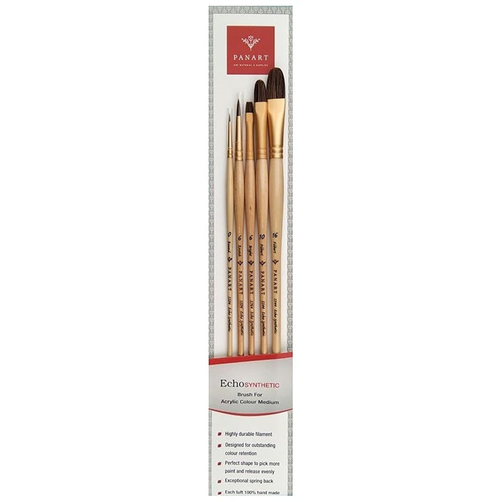 PanArt ES-05 kefekészlet - kerek, lapos és filbertet, 5 db
