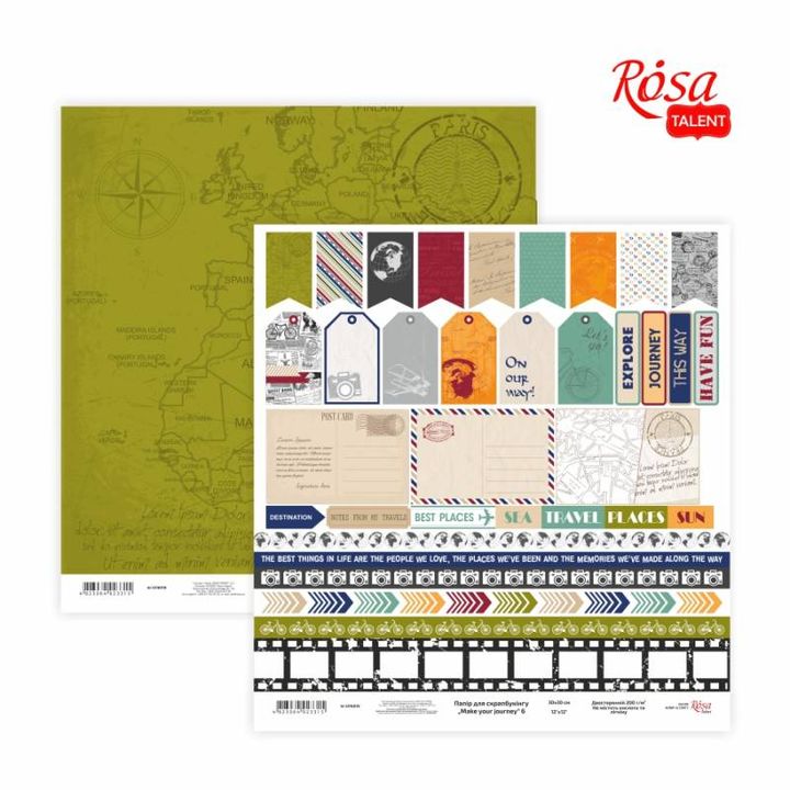 Scrapbook papírok 30.48 x 30.48 cm Make your journey