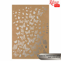 Scrapbooking papírok metál elemekkel A4 – ezüst pillangók