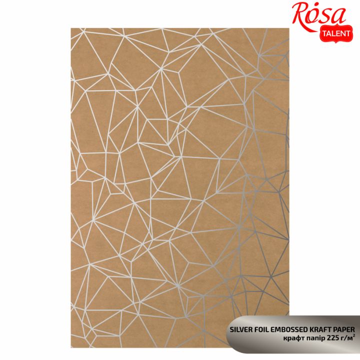 Scrapbooking papírok metál elemekkel A4 – ezüst polygon