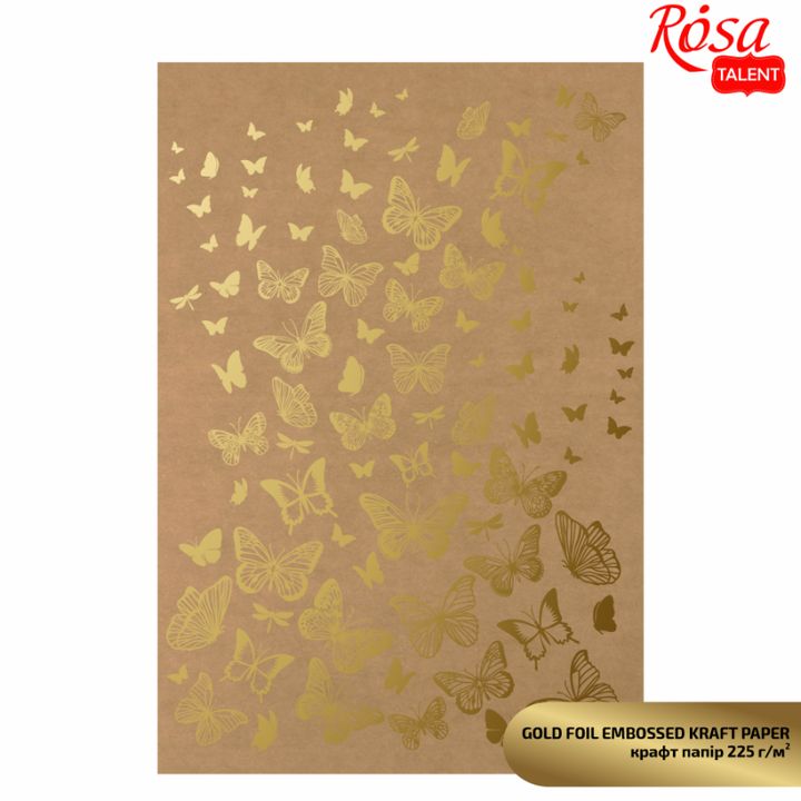 Scrapbooking papírok metál elemekkel A4 – arany pillangók