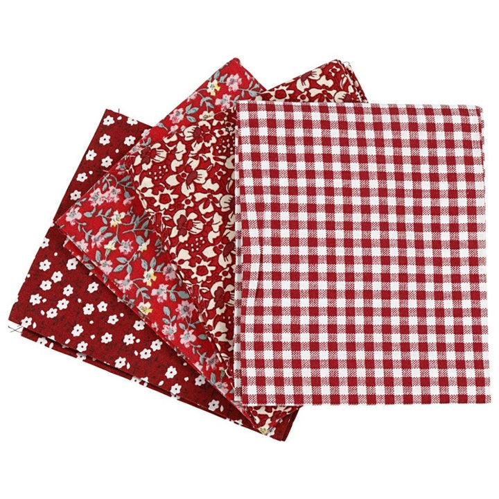 Patchwork szövet - piros - 4 db - 45 x 55 cm