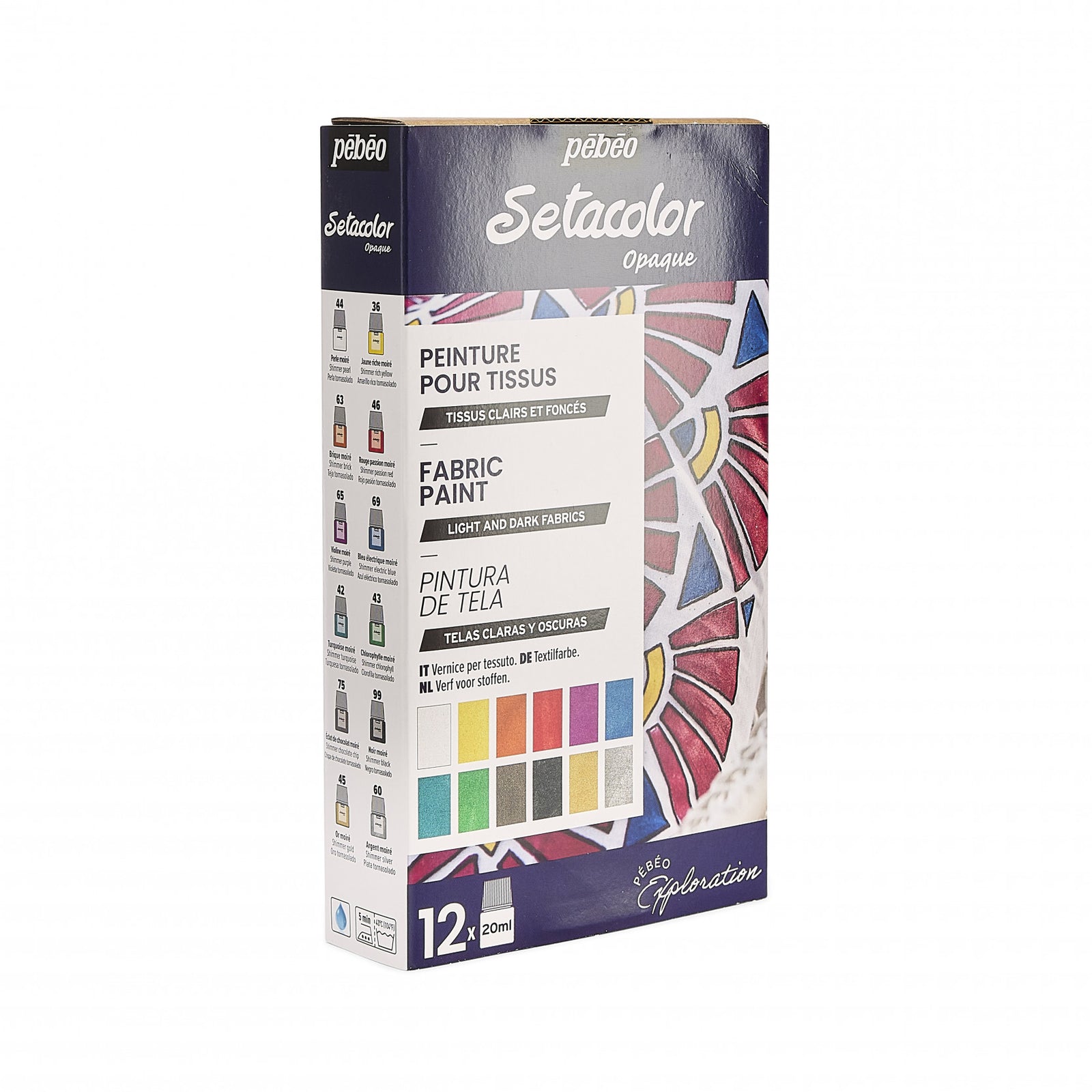 Pebeo Setacolor fedő textilfesték készlet 12 x 20 ml