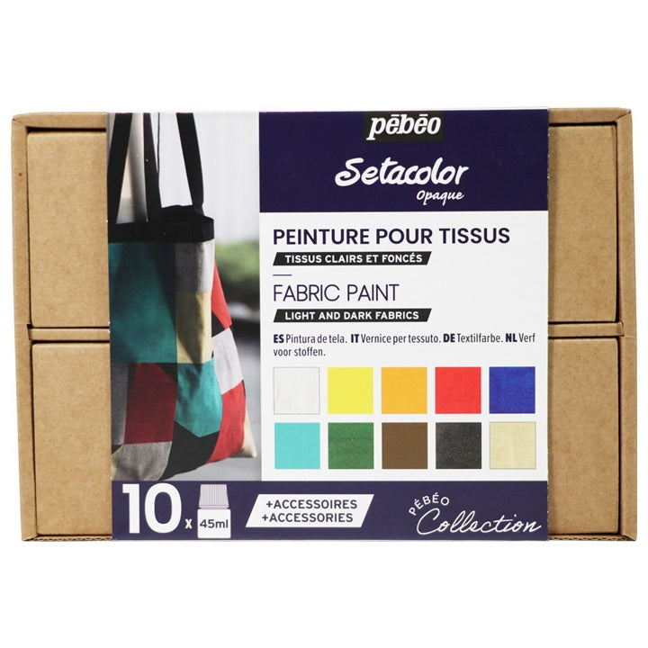 Pebeo színkészlet világos és sötét textíliákhoz Setacolor Opaque / 10x45 ml