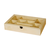 Pentart fa doboz rekeszekkel és átlátszó fedéllel 30 x 19,5 x 10 cm