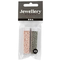 Rocaille gyöngyök 1,7 mm, 2x7 g-os készlet – Bézs színű, gyöngyházfényű