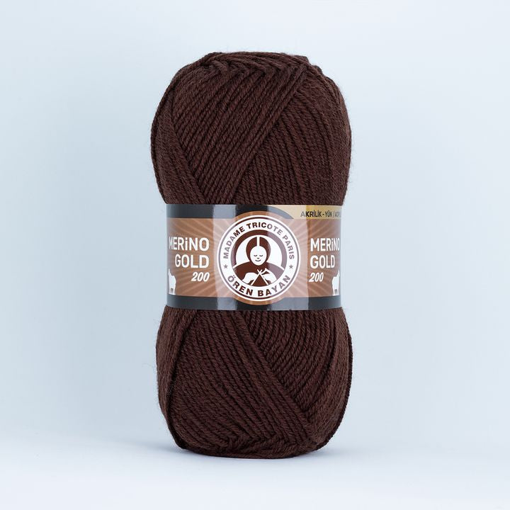 Madame Tricote Paris Merino Gold 200 - 100 g kötőfonal – 083 sötét barna