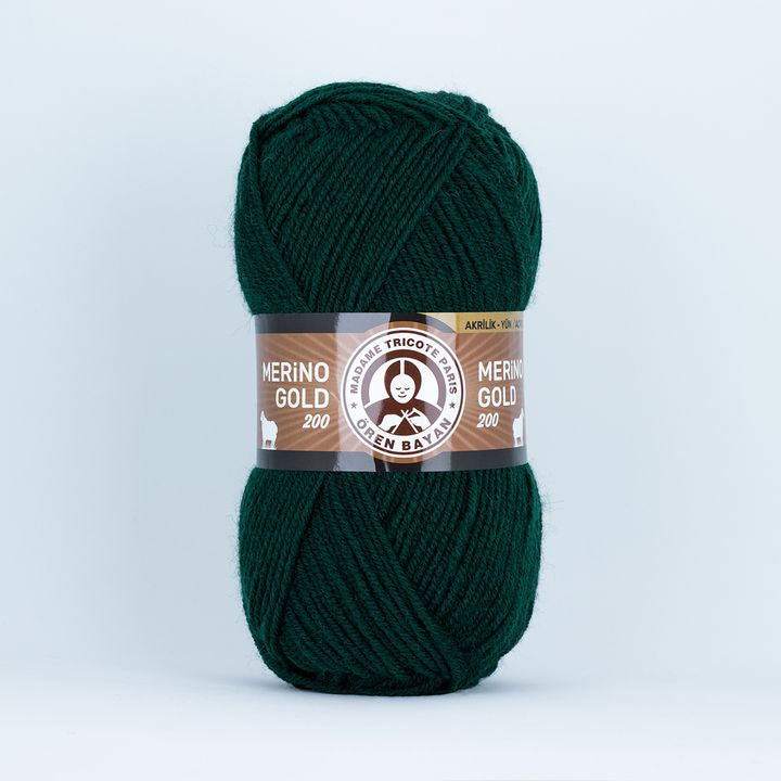 Madame Tricote Paris Merino Gold 200 - 100 g kötőfonal – 088 sötét zöld