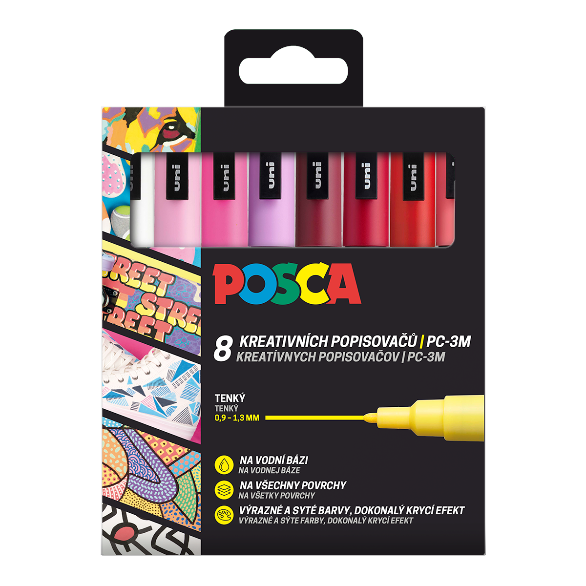 Posca PC-3M LOVE marker készlet, 0,9 - 1,3 mm - meleg árnyalatok (8 db)