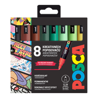 Posca PC-5M EARTH akril filctoll készlet, 1,8 – 2,5 mm – 8 db