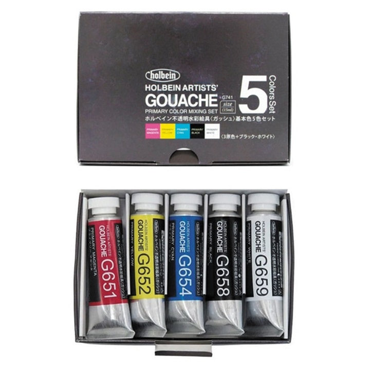 Professzionális Holbein Artists gouache festékek - alapkészlet 5 x 15 ml