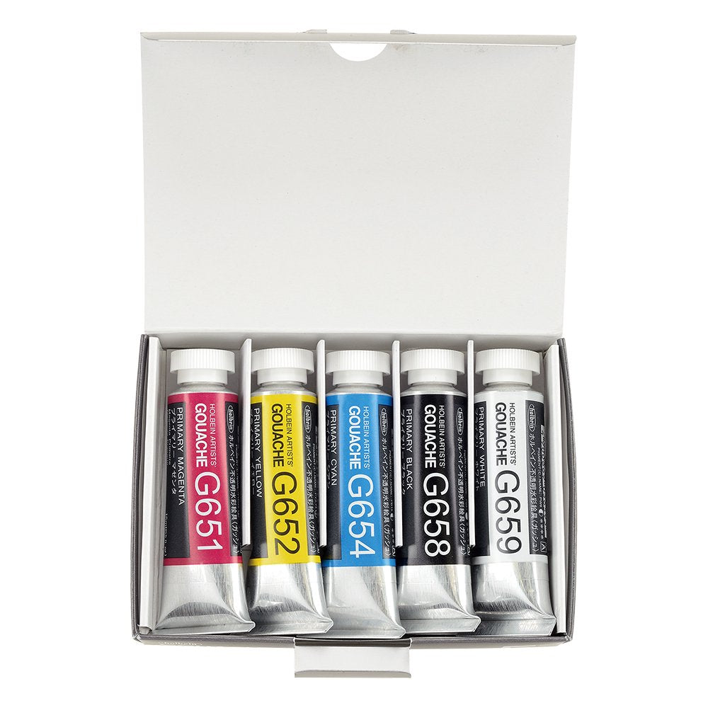 Professzionális Holbein Artists gouache festékek - alapkészlet 5 x 15 ml