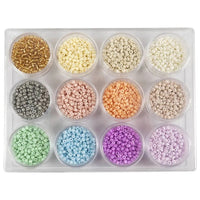 Rocaille gyöngyök, pasztell színek, 3mm, 12x17g-os szett (1)