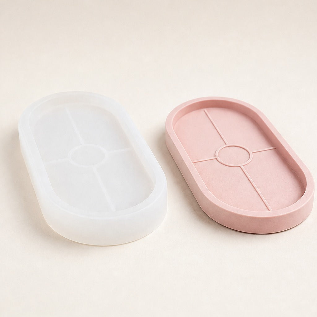 Rugalmas szilikon öntőforma lakásdekorációk készítéséhez – oválny podnos – 17,8 × 9,4 cm