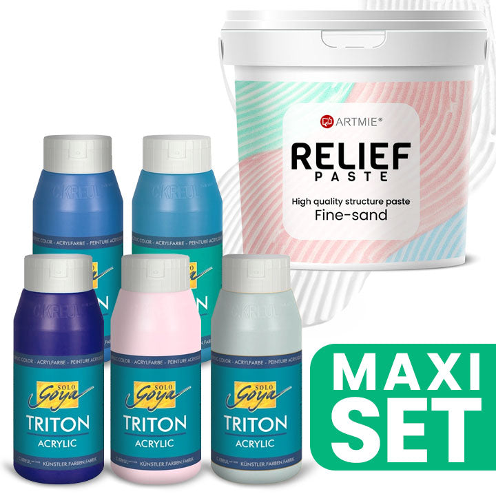 ARTMIE Relief 3D paszta és TRITON akrilfesték készlet 5x750 ml - hideg árnyalatok