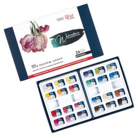 ROSA GALLERY "Botanical" akvarellfesték készlet, 24 szín, teli serpenyők, karton