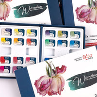 ROSA GALLERY "Botanical" akvarellfesték készlet, 24 szín, teli serpenyők, karton
