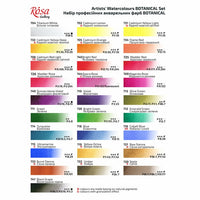 ROSA GALLERY Botanycal akvarellfesték készlet fém dobozban, 28 szín, teli serpenyők