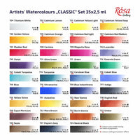 ROSA GALLERY "Classic" akvarellfesték készlet, fém doboz, 35 szín, teli serpenyők