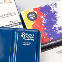 ROSA GALLERY "Monopigmented" akvarellfesték készlet, fém doboz, Indigo, 12 szín, egész szemek